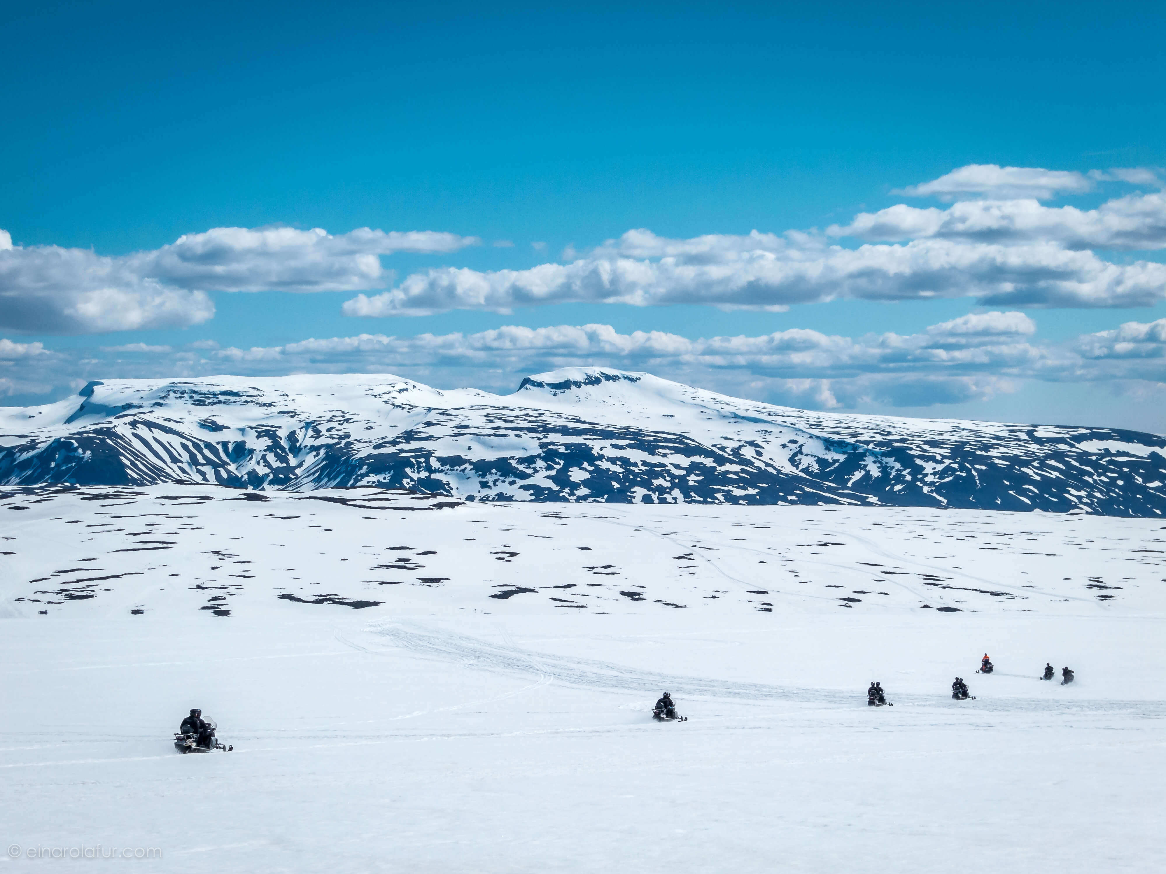 Snowmobiling and Skidoo Activities in Langjokull Glacier Iceland